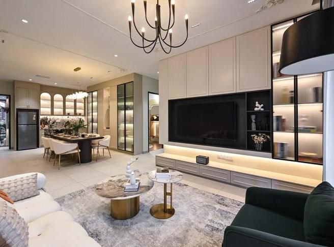 Show unit living and dining area