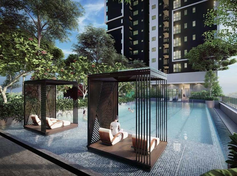 Poolside cabanas and wet deck