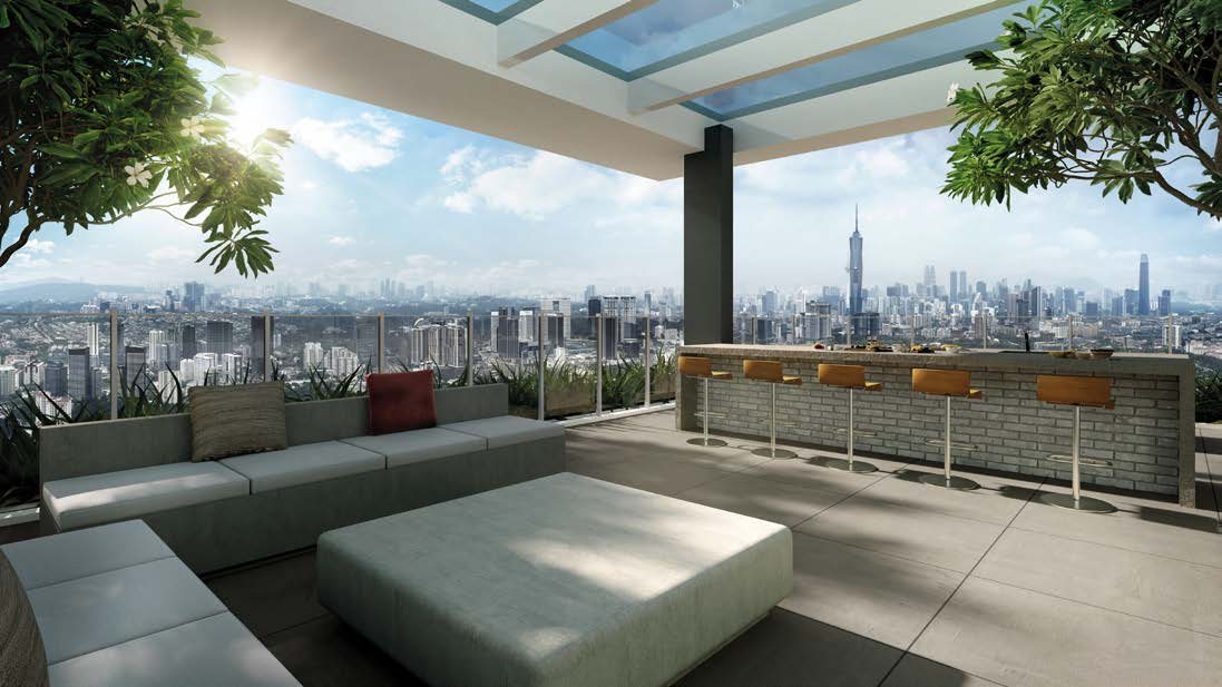 Rooftop sky pavilion overlooking the city